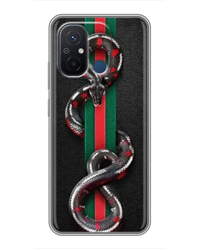 Чехол для Xiaomi Redmi 12C с картинкой «Gucci — змея на полосе» Чехол для Xiaomi Redmi 12C с картинкой «Gucci — змея на полосе»
