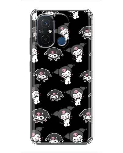 Чехол для Xiaomi Redmi 12C с картинкой «Черный паттерн Kuromi»