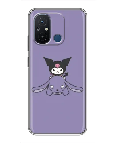 Чехол для Xiaomi Redmi 12C с картинкой «Kuromi на лиловом фоне»