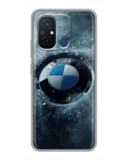 Чехол для Xiaomi Redmi 12C с картинкой «Логотип BMW — лед»