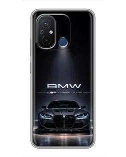 Чехол для Xiaomi Redmi 12C с картинкой «BMW сквозь ночной город»