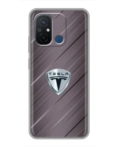 Чехол для Xiaomi Redmi 12C с картинкой «Металлическая текстура Tesla»