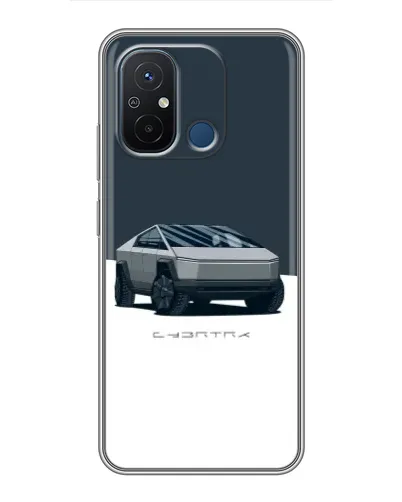 Чехол для Xiaomi Redmi 12C с картинкой «Серебристый Cybertruck Tesla»