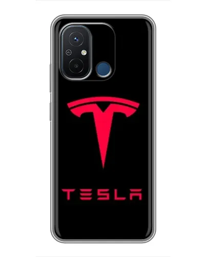 Чехол для Xiaomi Redmi 12C с картинкой «Tesla Red Logo»