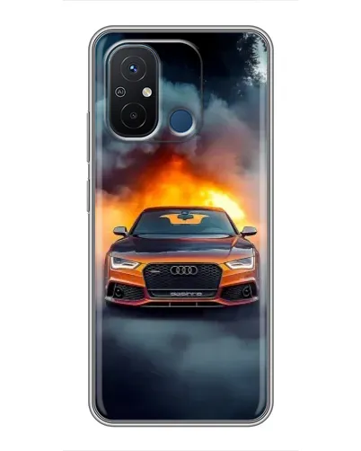 Чехол для Xiaomi Redmi 12C с картинкой «Audi в огненном дыму»