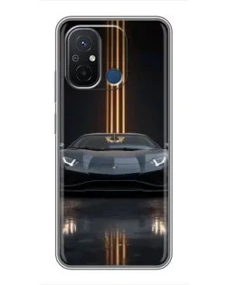 Чехол для Xiaomi Redmi 12C с картинкой «Lamborghini золотые линии»