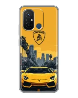 Чехол для Xiaomi Redmi 12C с картинкой «Желтый Lamborghini город»