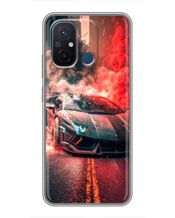 Чехол для Xiaomi Redmi 12C с картинкой «Lamborghini красный дым»