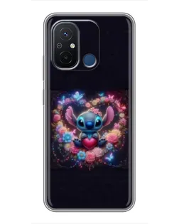 Чехол для Xiaomi Redmi 12C с картинкой «Stitch в цветах»
