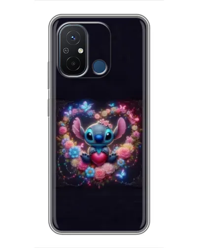 Чехол для Xiaomi Redmi 12C с картинкой «Stitch в цветах»