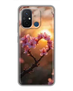 Чехол для Xiaomi Redmi 12C с картинкой «Розовый цвет сердце на фоне заката» Чехол для Xiaomi Redmi 12C с картинкой «Розовый цвет сердце на фоне заката»