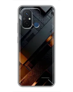 Чехол для Xiaomi Redmi 12C с картинкой «Черные геометрические блоки»