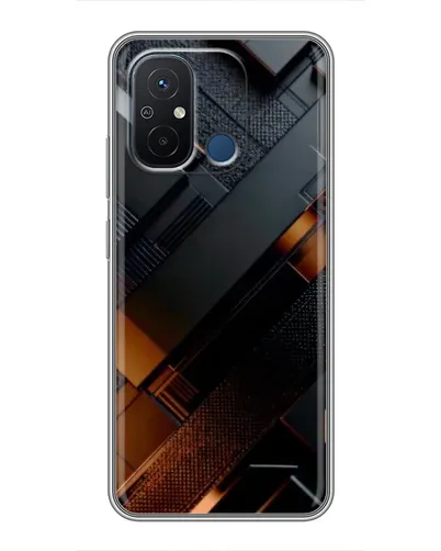 Чехол для Xiaomi Redmi 12C с картинкой «Черные геометрические блоки»