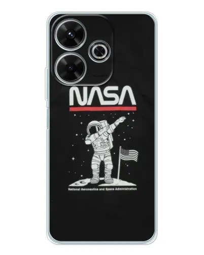 Чехол для Xiaomi Redmi 13 с картинкой «NASA — шагаем по Луне»