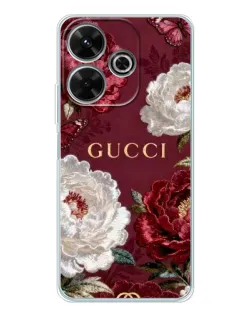 Чохол для Xiaomi Redmi 13 з картинкою «Gucci — бордові троянди»