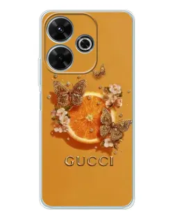 Чохол для Xiaomi Redmi 13 з картинкою «Gucci — золоті метелики»