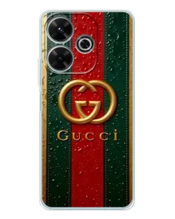Чохол для Xiaomi Redmi 13 з картинкою «Gucci — фірмова смуга та золото»