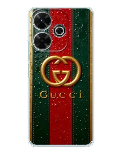 Чохол для Xiaomi Redmi 13 з картинкою «Gucci — фірмова смуга та золото» Чохол для Xiaomi Redmi 13 з картинкою «Gucci — фірмова смуга та золото»