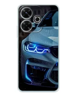 Чехол для Xiaomi Redmi 13 с картинкой «Взгляд BMW с синими фарами» Чехол для Xiaomi Redmi 13 с картинкой «Взгляд BMW с синими фарами»
