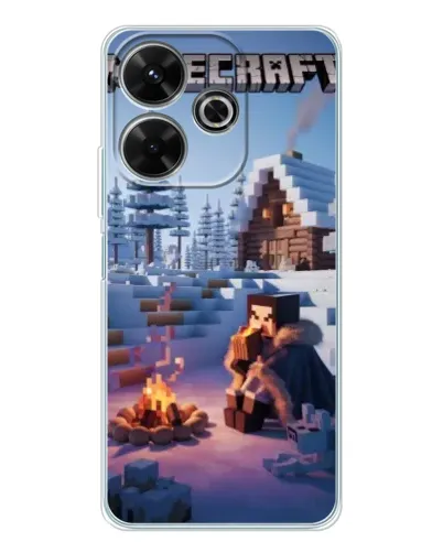 Чохол для Xiaomi Redmi 13 з картинкою «Зимовий Minecraft»
