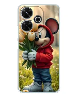 Чехол для Xiaomi Redmi 13 с картинкой «Микки с тюльпанами»
