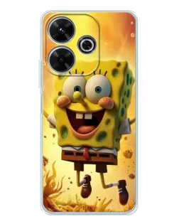 Чехол для Xiaomi Redmi 13 с картинкой «Губка Боб прыгает»