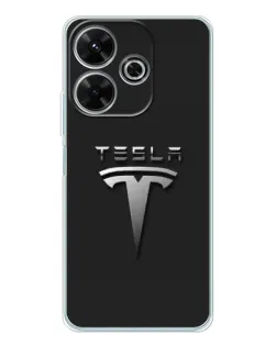 Чехол для Xiaomi Redmi 13 с картинкой «Стальной логотип Tesla»