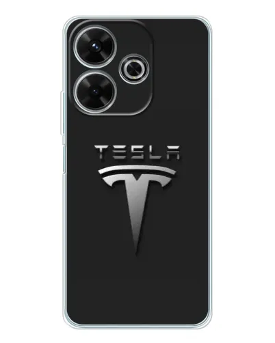 Чехол для Xiaomi Redmi 13 с картинкой «Стальной логотип Tesla»