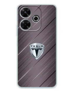 Чехол для Xiaomi Redmi 13 с картинкой «Металлическая текстура Tesla»