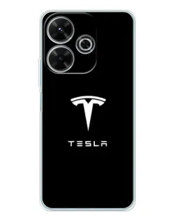 Чехол для Xiaomi Redmi 13 с картинкой «Tesla White Logo»