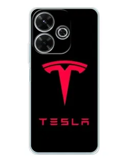 Чехол для Xiaomi Redmi 13 с картинкой «Tesla Red Logo»