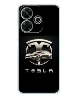 Чехол для Xiaomi Redmi 13 с картинкой «Tesla — серебристое авто»