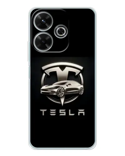 Чехол для Xiaomi Redmi 13 с картинкой «Tesla — серебристое авто»