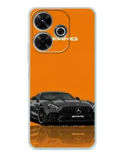 Чехол для Xiaomi Redmi 13 с картинкой «Оранжевый Mercedes AMG»