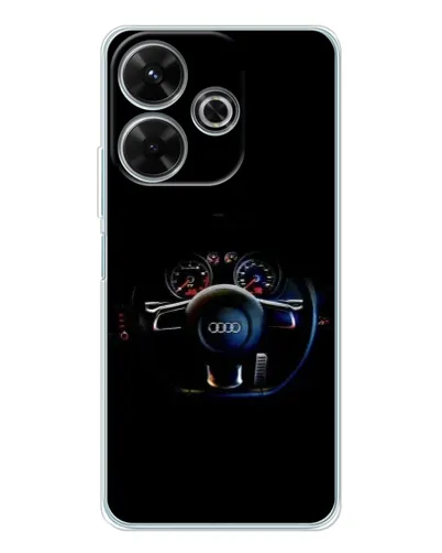 Чехол для Xiaomi Redmi 13 с картинкой «Салон Audi — руль»