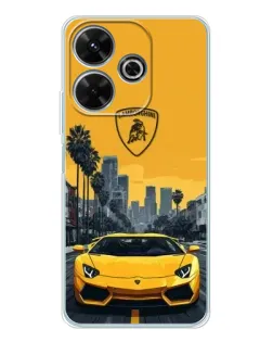 Чохол для Xiaomi Redmi 13 з картинкою «Жовтий Lamborghini місто»