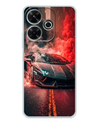Чохол для Xiaomi Redmi 13 з картинкою «Lamborghini червоний дим»