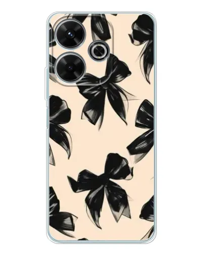 Чехол для Xiaomi Redmi 13 с картинкой «Паттерн черные банты» Чехол для Xiaomi Redmi 13 с картинкой «Паттерн черные банты»