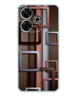 Чехол для Xiaomi Redmi 13 с картинкой «Коричневые объемные квадраты»