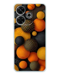 Чехол для Xiaomi Redmi 13 с картинкой «Объемные оранжевые сферы»