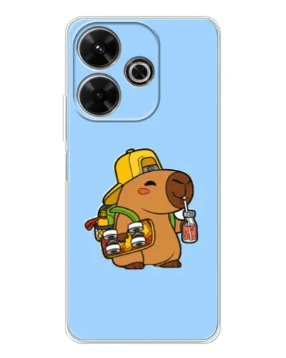 Чехол для Xiaomi Redmi 13 с картинкой «Капибара на скейте»