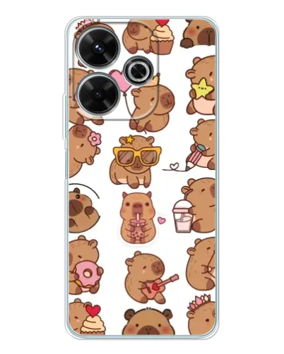 Чехол для Xiaomi Redmi 13 с картинкой «Стикерпак с капибарами»