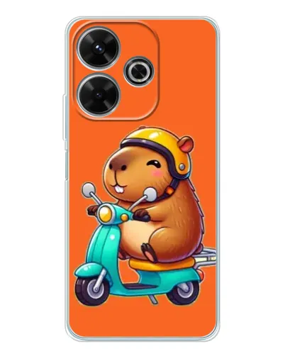 Чехол для Xiaomi Redmi 13 с картинкой «Капибара на скутере»