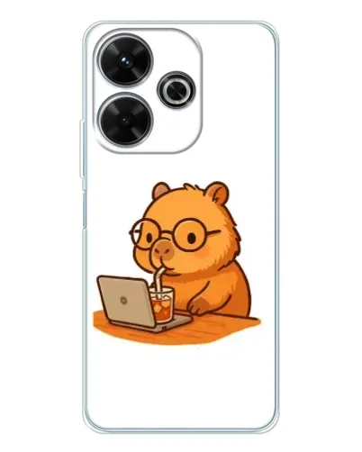 Чехол для Xiaomi Redmi 13 с картинкой «Капибара с ноутбуком»