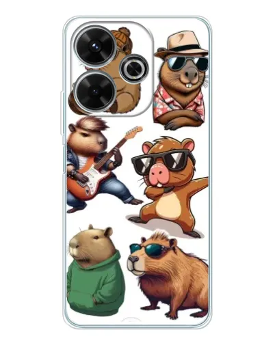 Чехол для Xiaomi Redmi 13 с картинкой «Крутые капибары музыканты»