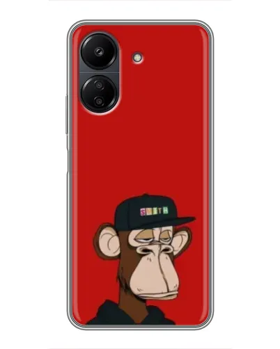 Чехол для Xiaomi Redmi 13C с картинкой «Bored Ape — красный фон»