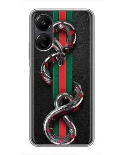 Чехол для Xiaomi Redmi 13C с картинкой «Gucci — змея на полосе» Чехол для Xiaomi Redmi 13C с картинкой «Gucci — змея на полосе»