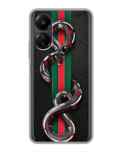 Чехол для Xiaomi Redmi 13C с картинкой «Gucci — змея на полосе» Чехол для Xiaomi Redmi 13C с картинкой «Gucci — змея на полосе»