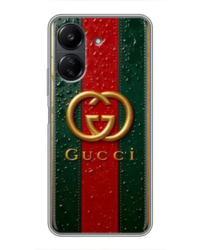 Чехол для Xiaomi Redmi 13C с картинкой «Gucci — фирменная полоса и золото» Чехол для Xiaomi Redmi 13C с картинкой «Gucci — фирменная полоса и золото»