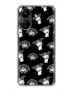 Чехол для Xiaomi Redmi 13C с картинкой «Черный паттерн Kuromi»
